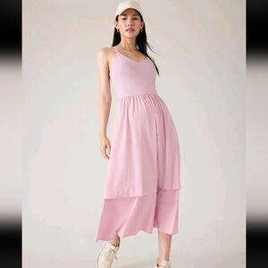 Athleta Elation V-neck Hybrid Dress Soft Begonia Pink  Sz  Med